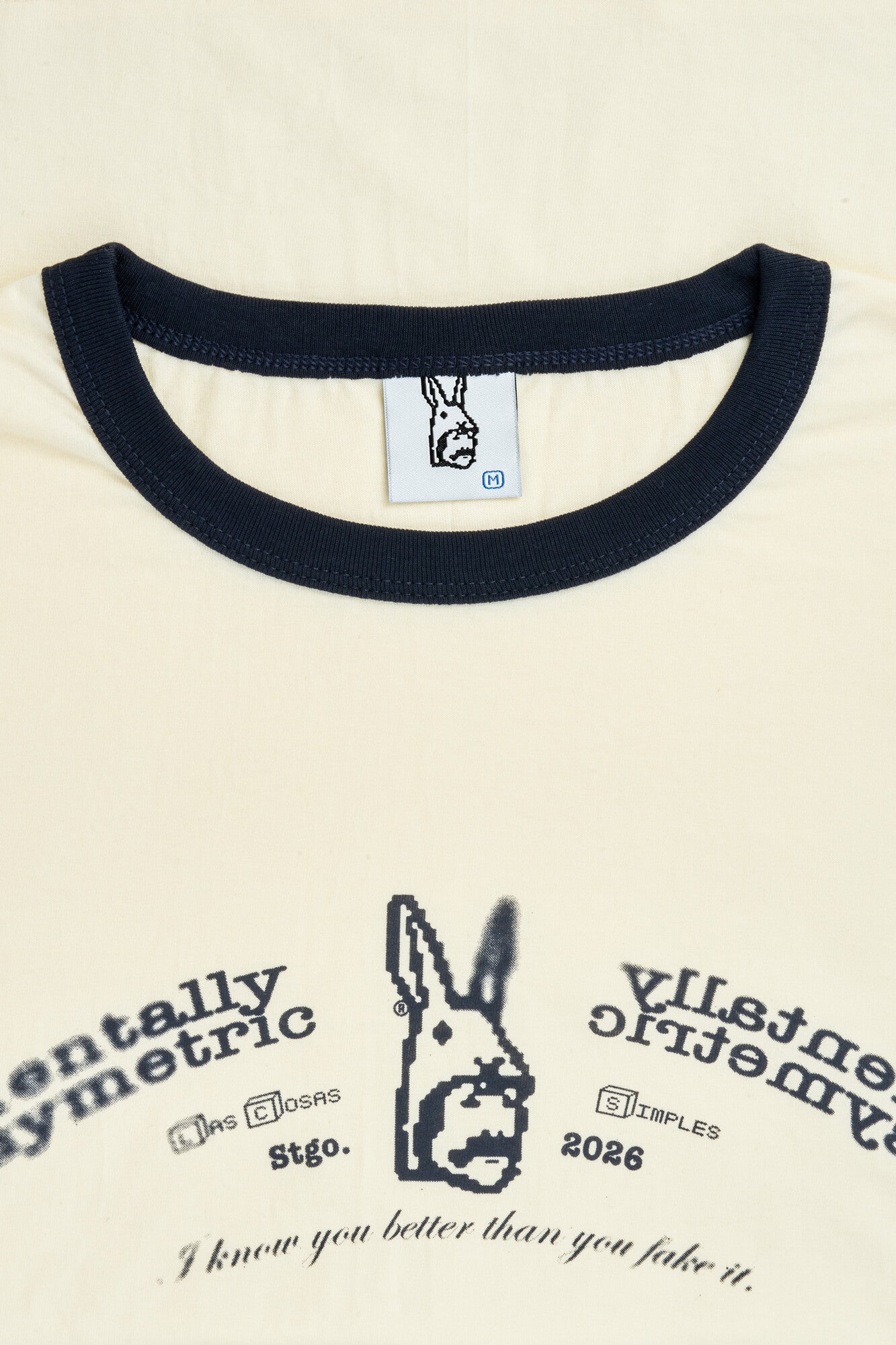 Mentally Asymetric 3 Ringer Tee — Cream — 4