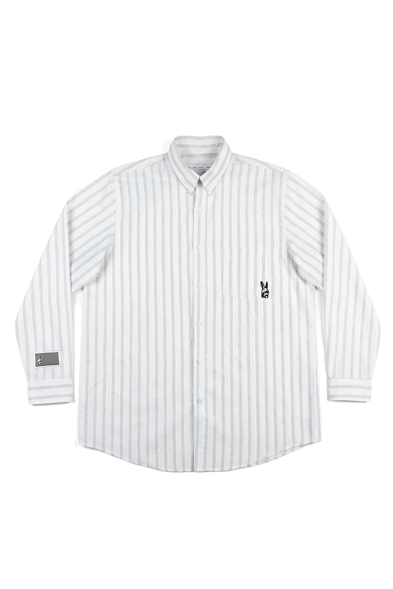 Striped Button-Up Shirt — Navy Pinstripe — 1